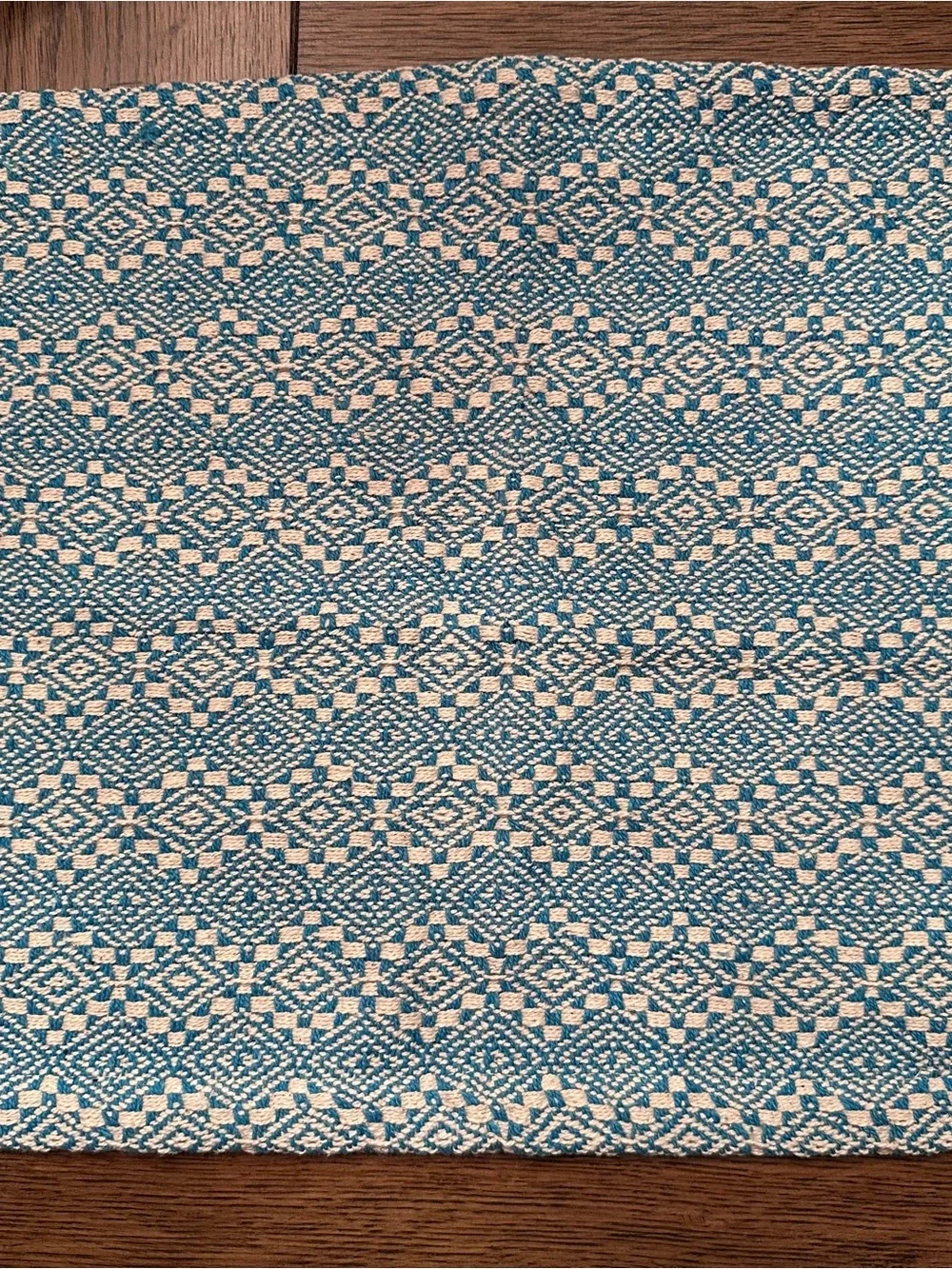 8 Crate&Barrel Aqua and White Woven Placemats